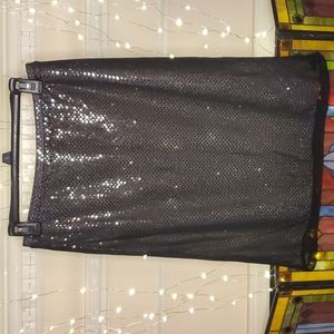 Vintage EXPRESS Black and Silver Sparkle double layer knit skirt, size Small